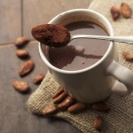Hot chocolate with cocoa beans